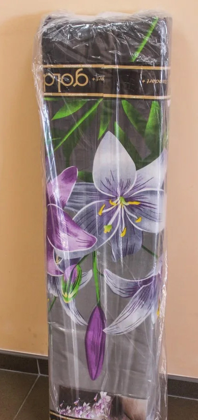 Ткань для постельного белья Бязь "Gold" Lux "Цветочный принт (серый)" GL495