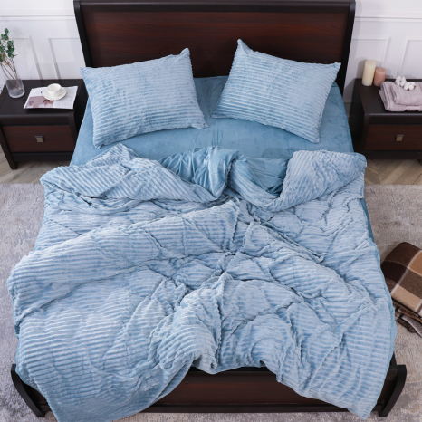 Полуторный набор постельного белья 160*200 из Плюш Велюра №700-03 Черешенка™