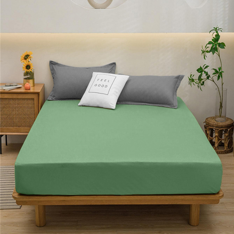 Простынь на резинке (90*200*25) тёмно-зелёная №1052