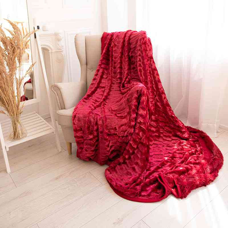 Двостороннє евро-максі покривало-плед "норка" (230*200) - червоне