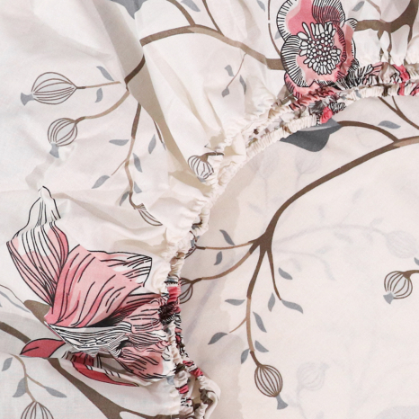 Простирадло на резинці (160*200*25) біла з квітковим принтом №660755