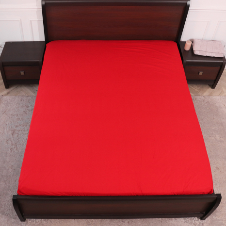 Простирадло на резинці (90*200*25) червоного кольору №6640631