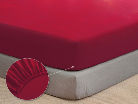 Простирадло на резинці (160*200*25) яскраво-червоне №1663