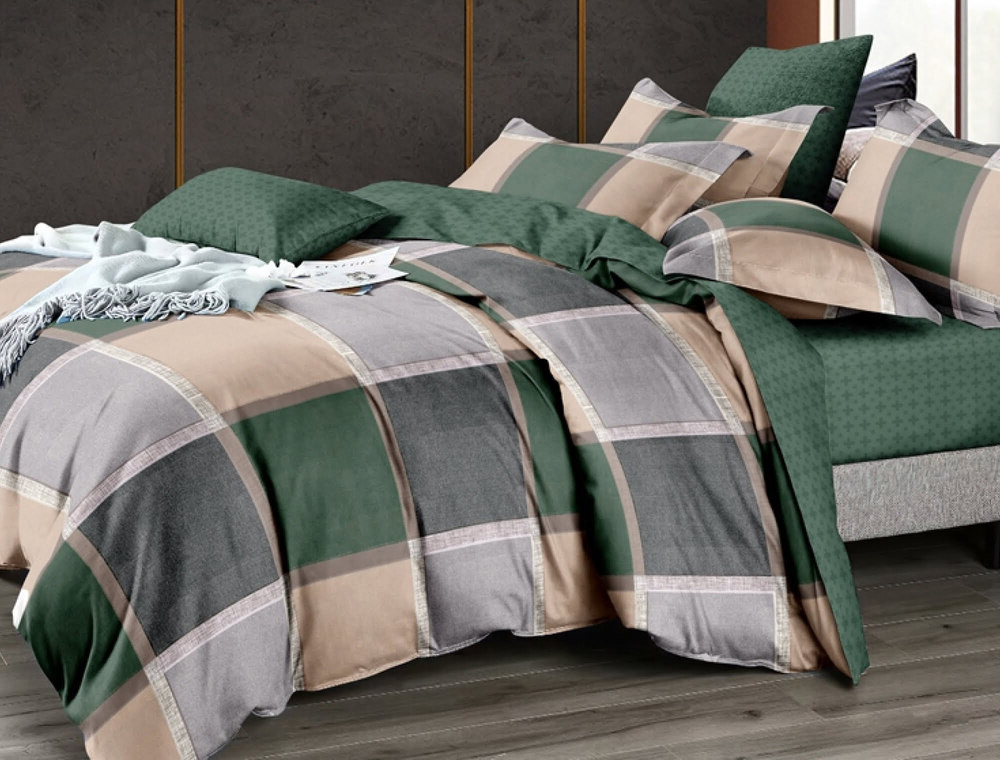 Двоспальний набір постільної білизни 180*220 із Сатину №44234AB Черешенка™