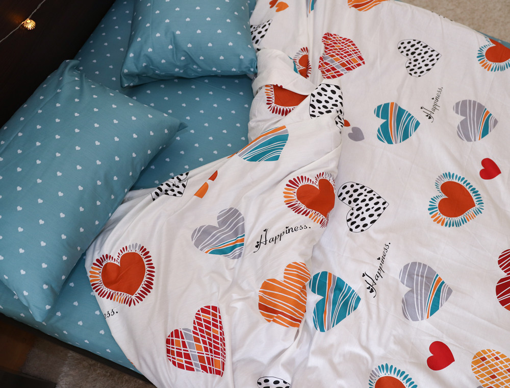 Двоспальний набір постільної білизни 180*220 із Сатину №049AB Черешенка™