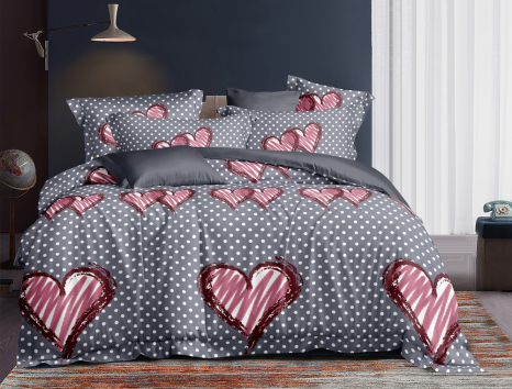 Полуторний набір постільної білизни 150*220 із Сатину №138AB Черешенка™