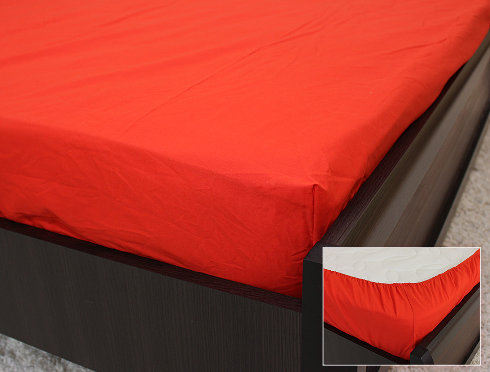 Комплект простирадла на резинці з наволочками (180*200*25) червоний
