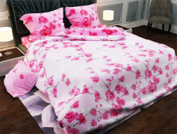 Тканина для постільної білизни Бязь "Gold" Lux "Квіти орхідеї" GL2015 (A+B) - (50м+50м)