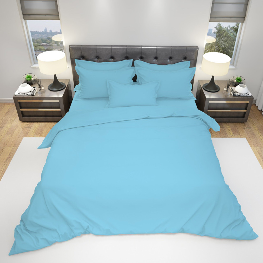 Тканина для постільної білизни Бязь "Gold" Lux однотонна GLblueG (50м)