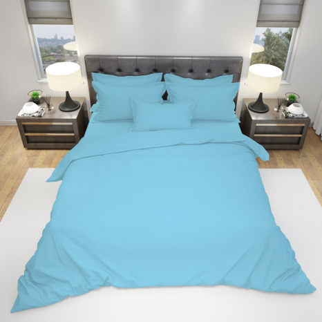 Тканина для постільної білизни Бязь "Gold" Lux однотонна GLblueG (50м)