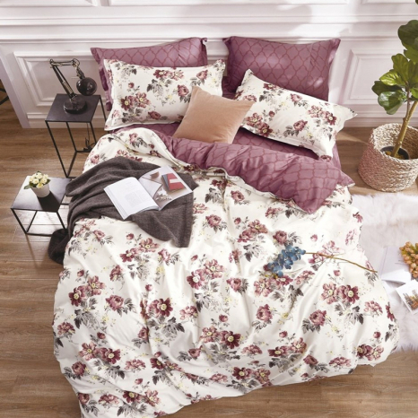 Двуспальный набор постельного белья 180*220 из Бязи "Gold" с простынью на резинке №144287AB Черешенка™