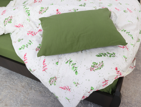 Полуторний набір постільної білизни 150*220 із Бязі "Gold" №15428AB Черешенка™