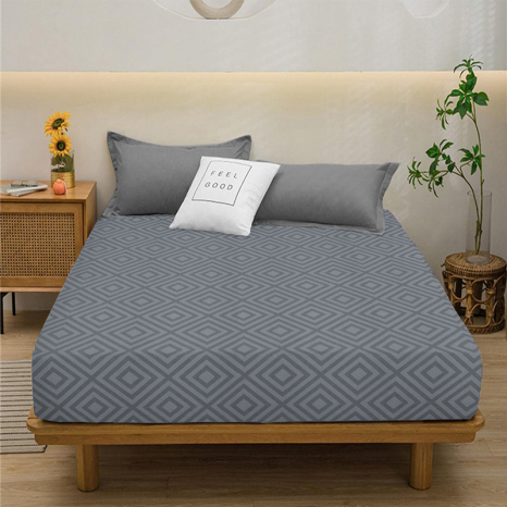 Простирадло на резинці (90*200*25) ромб сірий №126