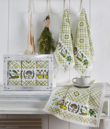 Набор кухонных полотенец Nilteks Pietra Zeytin 40*60 (3 шт)