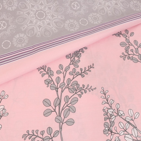 Тканина для постільної білизни Бязь "Gold" Lux "Абстрактний квітковий принт (рожевий)" GL4167
