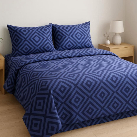 Двоспальний набір постільної білизни 180*220 із Бязі "Gold" з простирадлом на резинці №14133 Черешенька™