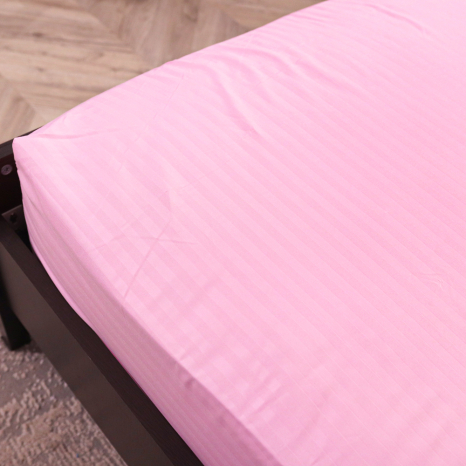 Простирадло на резинці (180*200*25) рожева смужка №3017
