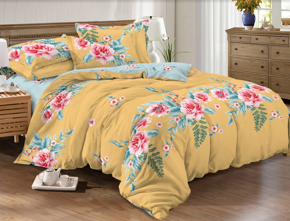 Полуторный набор постельного белья 150*220 из Сатина №44124AB Черешенка™