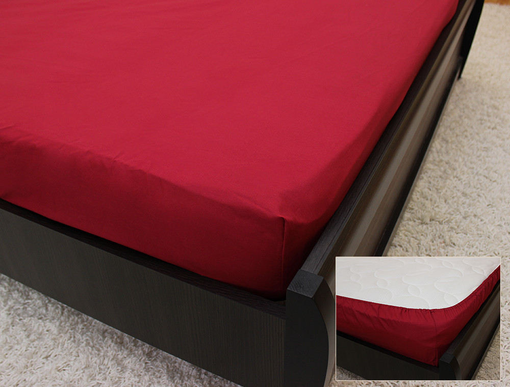 Комплект простирадла на резинці з наволочками (160*200*25) бордо