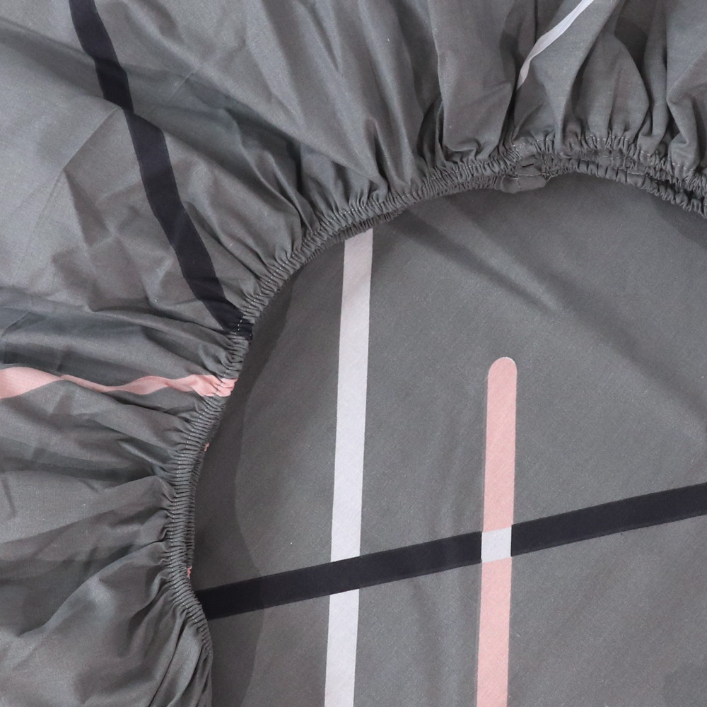 Простирадло на резинці (90*200*25) сіре з геометричним принтом  №6617471