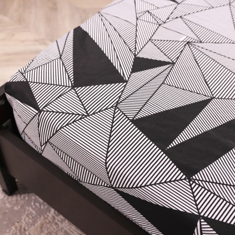 Простирадло на резинці (160*200*25) сіре з геометричним принтом №665091