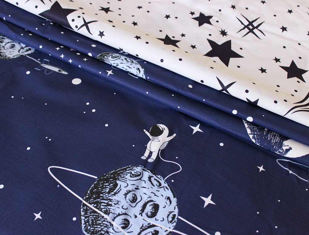 Ткань для постельного белья Бязь "Gold" Lux "Космос" GL1344 (A+B) - (50м+50м)