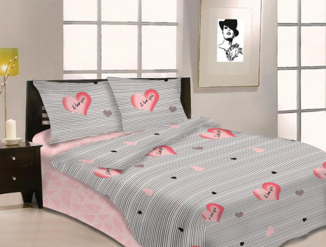 Тканина для постільної білизни Бязь "Gold" Lux "Вічне кохання" GL1659 (A+B) - (50м+50м)