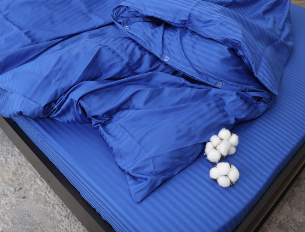 Євро-максі набір постільної білизни 200*220 зі Страйп Сатину №18-3949 Черешенка™