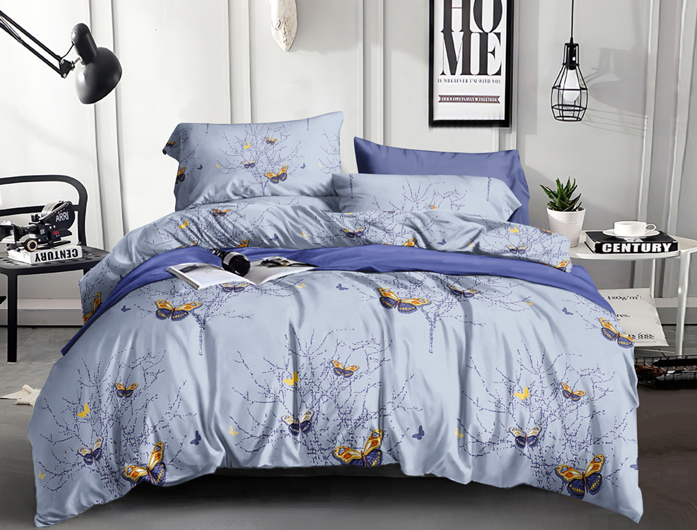 Євро-максі набір постільної білизни 200*220 із Сатину №1773AB Черешенка™