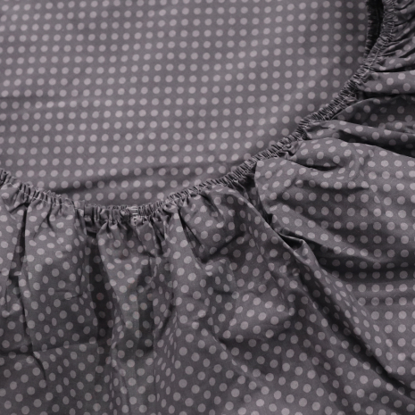 Простынь на резинке (160*200*25) горошек на сером №665099