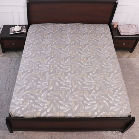 Простирадло на резинці (160*200*25) сіре з абстрактним принтом №661226