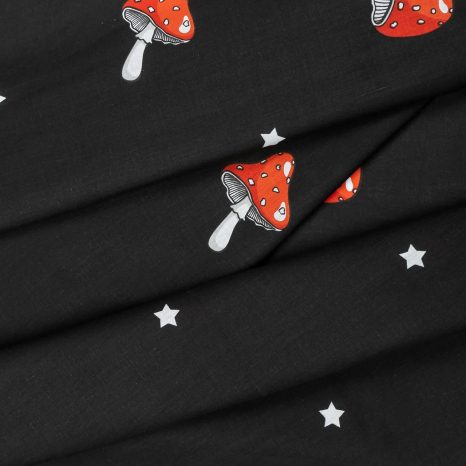 Ткань для постельного белья Бязь "Gold" Lux "Грибы и звезды" GL4017