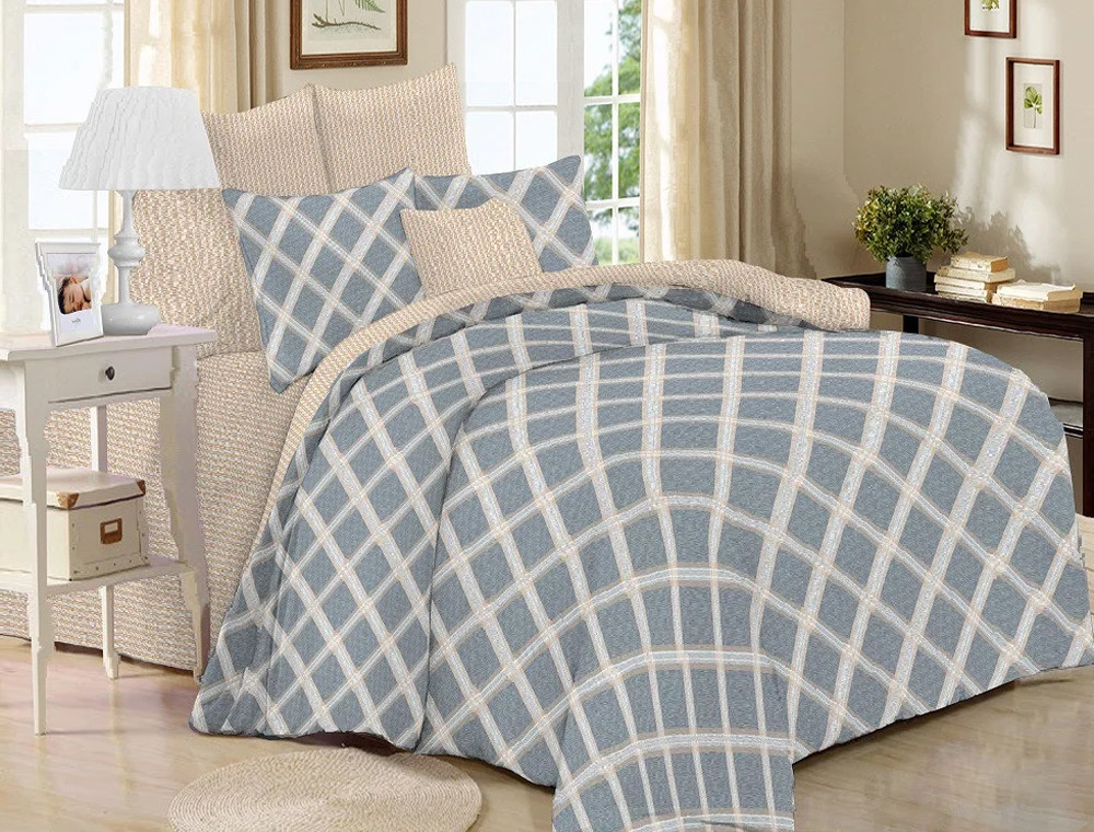 Полуторний набір постільної білизни 150*220 із Сатину №3177AB Черешенка™