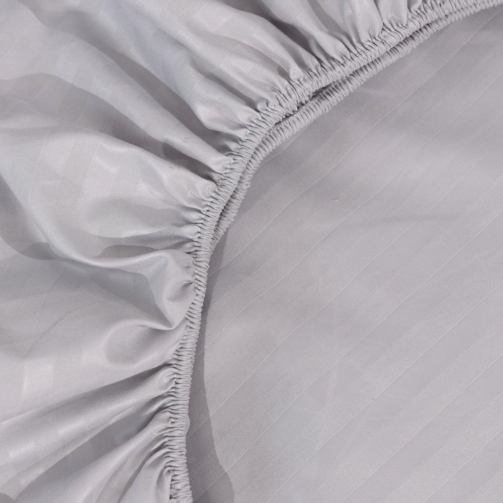 Простирадло на резинці (180*200*25) сіра смужка №1113