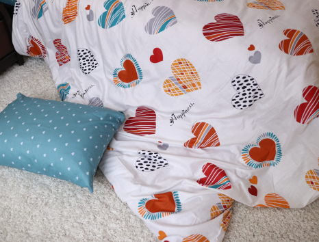 Полуторний набір постільної білизни 150*220 із Сатину №049AB Черешенка™