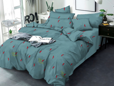 Тканина для постільної білизни Бязь "Gold" Lux "Чилі перець (бірюзовий)" GL3855