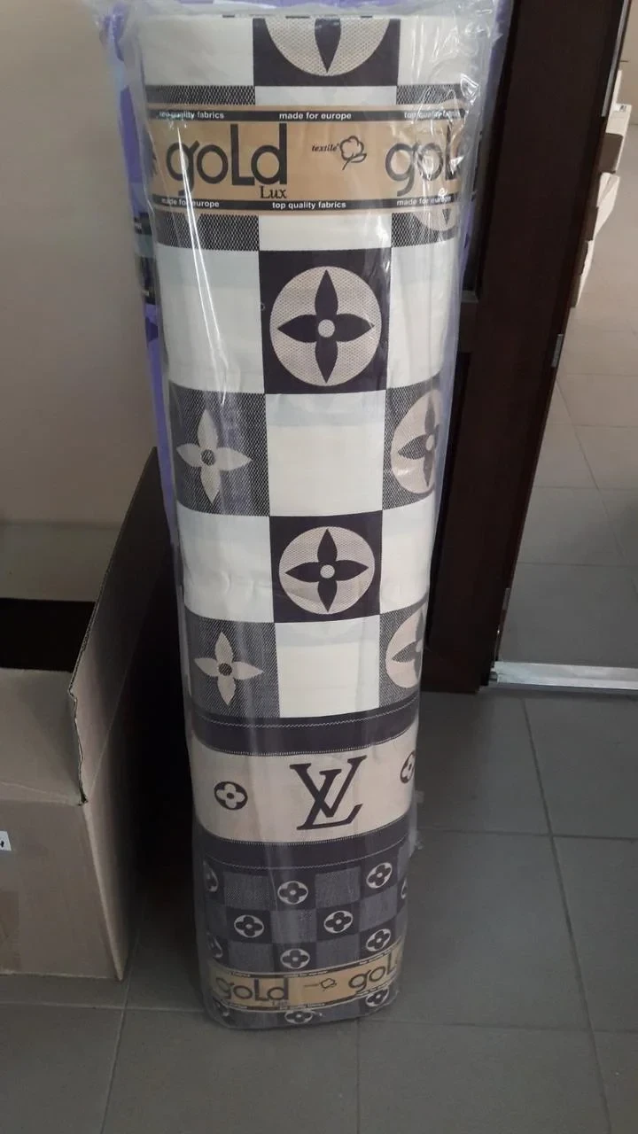 Ткань для постельного белья Бязь "Gold" Lux "Vuitton (квадрат, клетка)" GL158