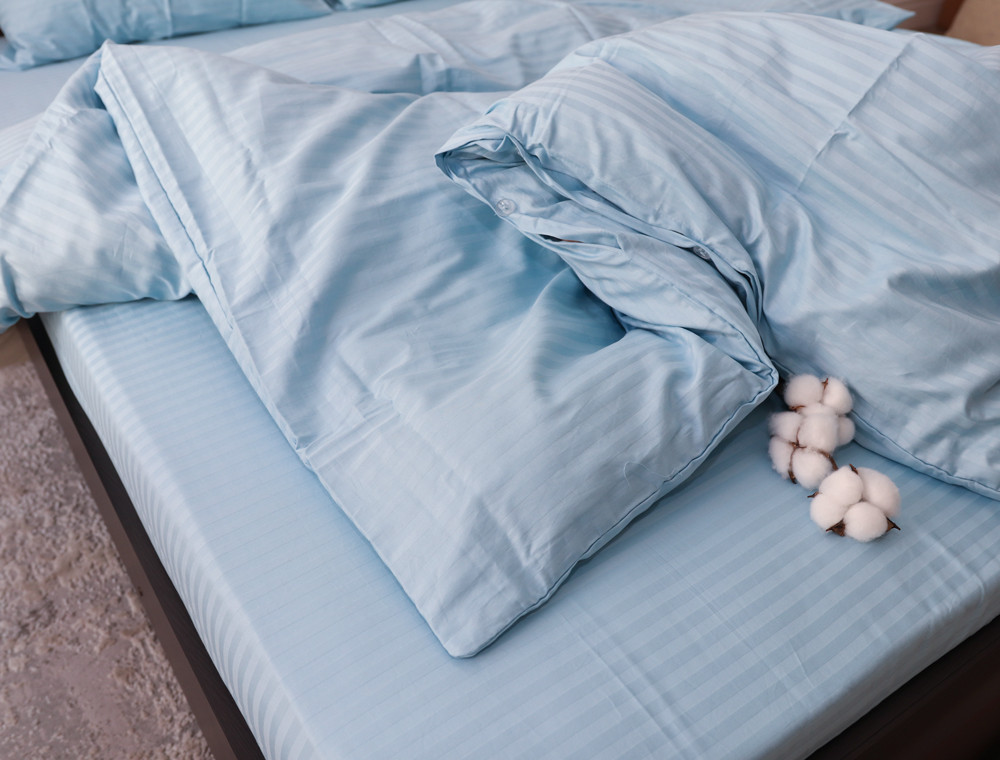 Двоспальний набір постільної білизни 180*220 зі Страйп Сатину №14-4313 Черешенка™