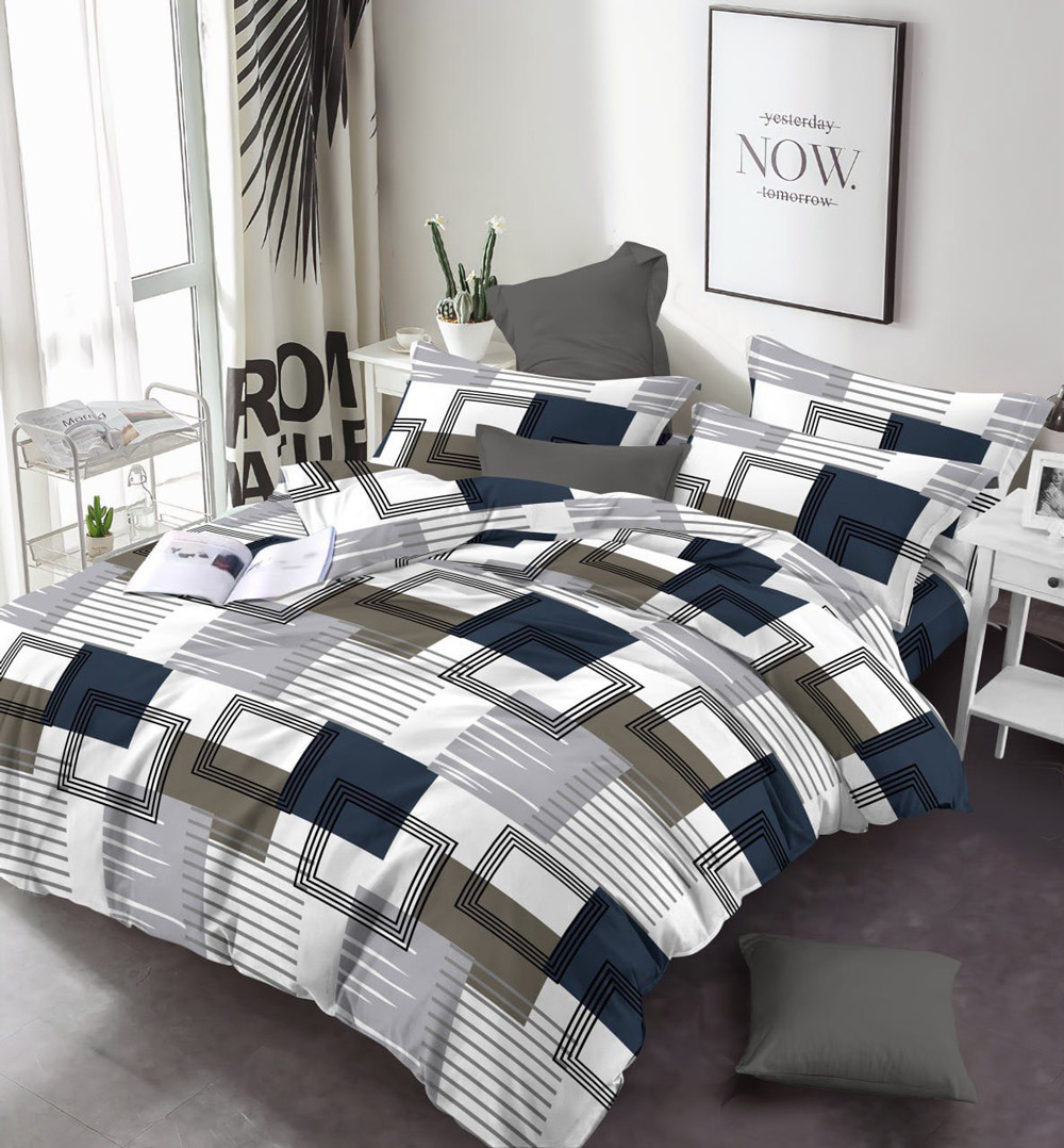 Ткань для постельного белья Бязь "Gold" Lux  с геометрическим принтом GL17030grey