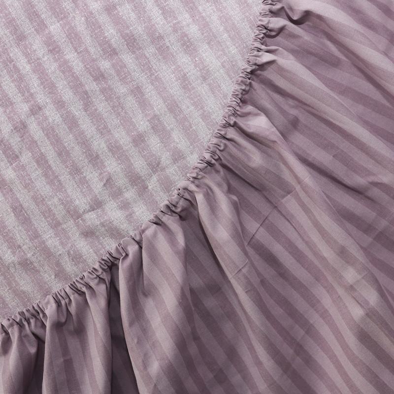 Простирадло на резинці (160*200*25) смугасте фіолетово-сіре №10038