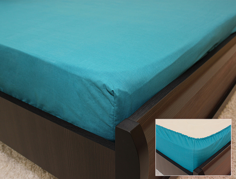 Комплект простирадла на резинці з наволочками (180*200*25) морська хвиля