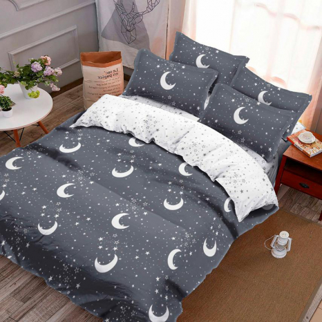 Ткань для постельного белья Бязь "Gold" Lux "Сияние месяца (серый)" GL1576 (A+B) - (50м+50м)