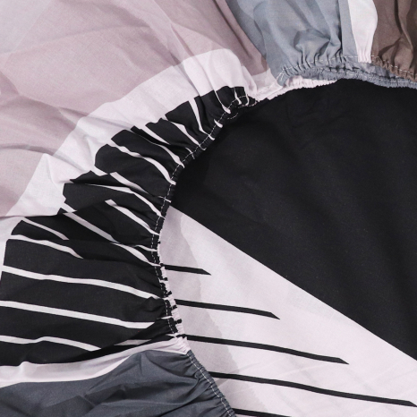 Простынь на резинке (160*200*25) серая с геометрическим принтом №661428