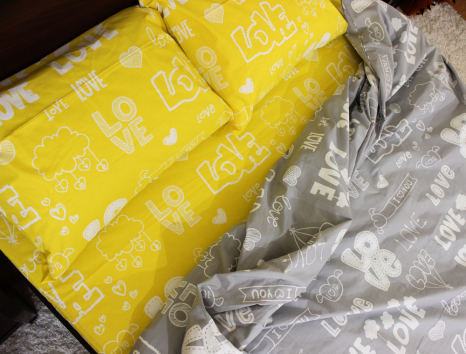 Полуторний набір постільної білизни 150*220 із Бязі "Gold" №1572080AB Черешенка™