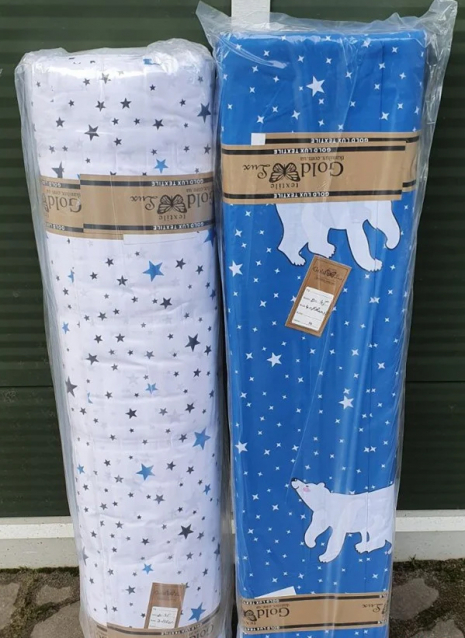 Ткань для постельного белья Бязь "Gold" Lux "Северные мишки (звездочки)" GL1258 (A+B) - (50м+50м).