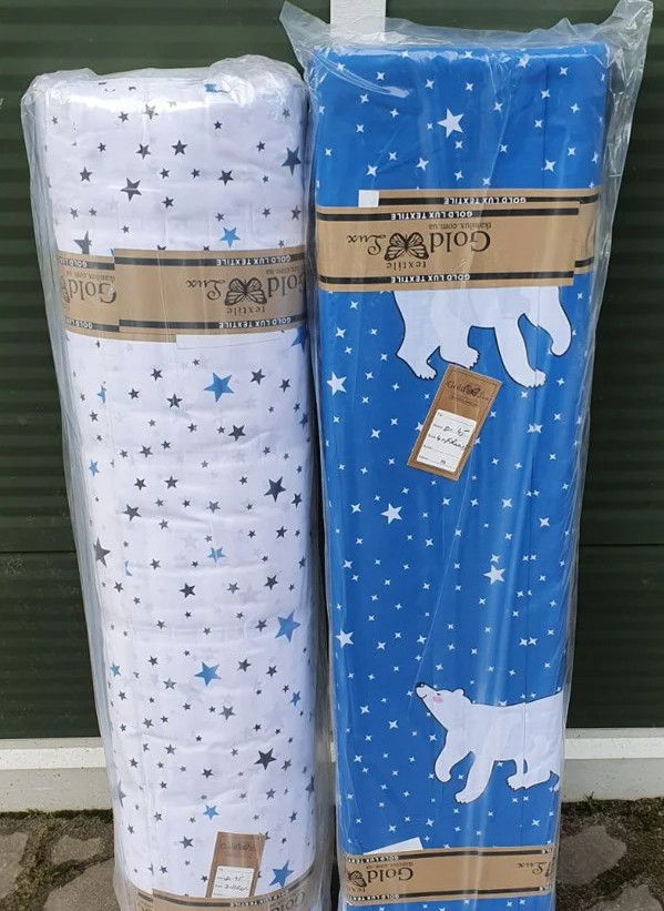 Ткань для постельного белья Бязь "Gold" Lux "Северные мишки (звездочки)" GL1258 (A+B) - (50м+50м).