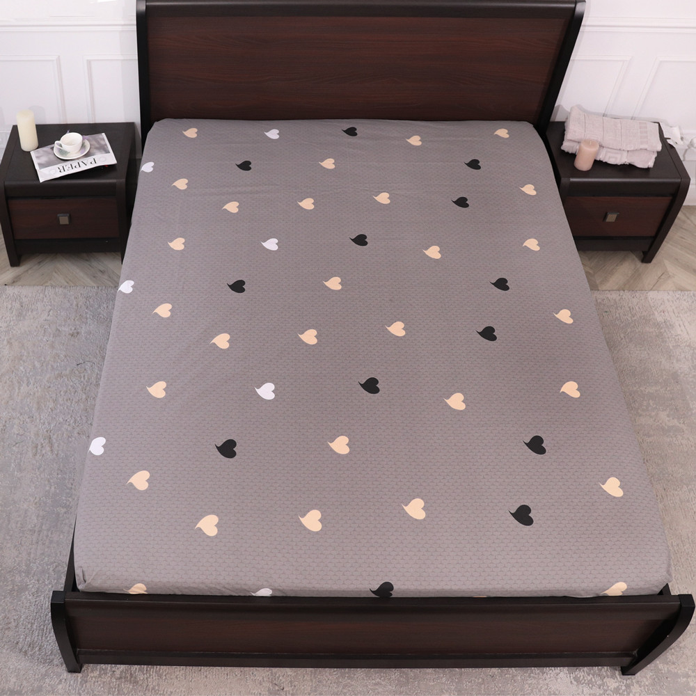 Простирадло на резинці (160*200*25) сіре з сердечками №661928