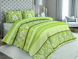 Тканина для постільної білизни Бязь "Gold" Lux "Абстрактний принт (смужка, зелений)" GL1231 (A+B) - (50м+50м)