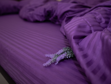 Полуторний набір постільної білизни 150*220 зі Страйп Сатину №50344 Черешенка™