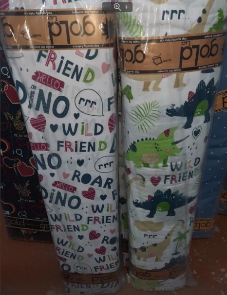 Тканина для постільної білизни Бязь "Gold" Lux  "Динозаврики" GL1263 (A+B) - (50м+50м)